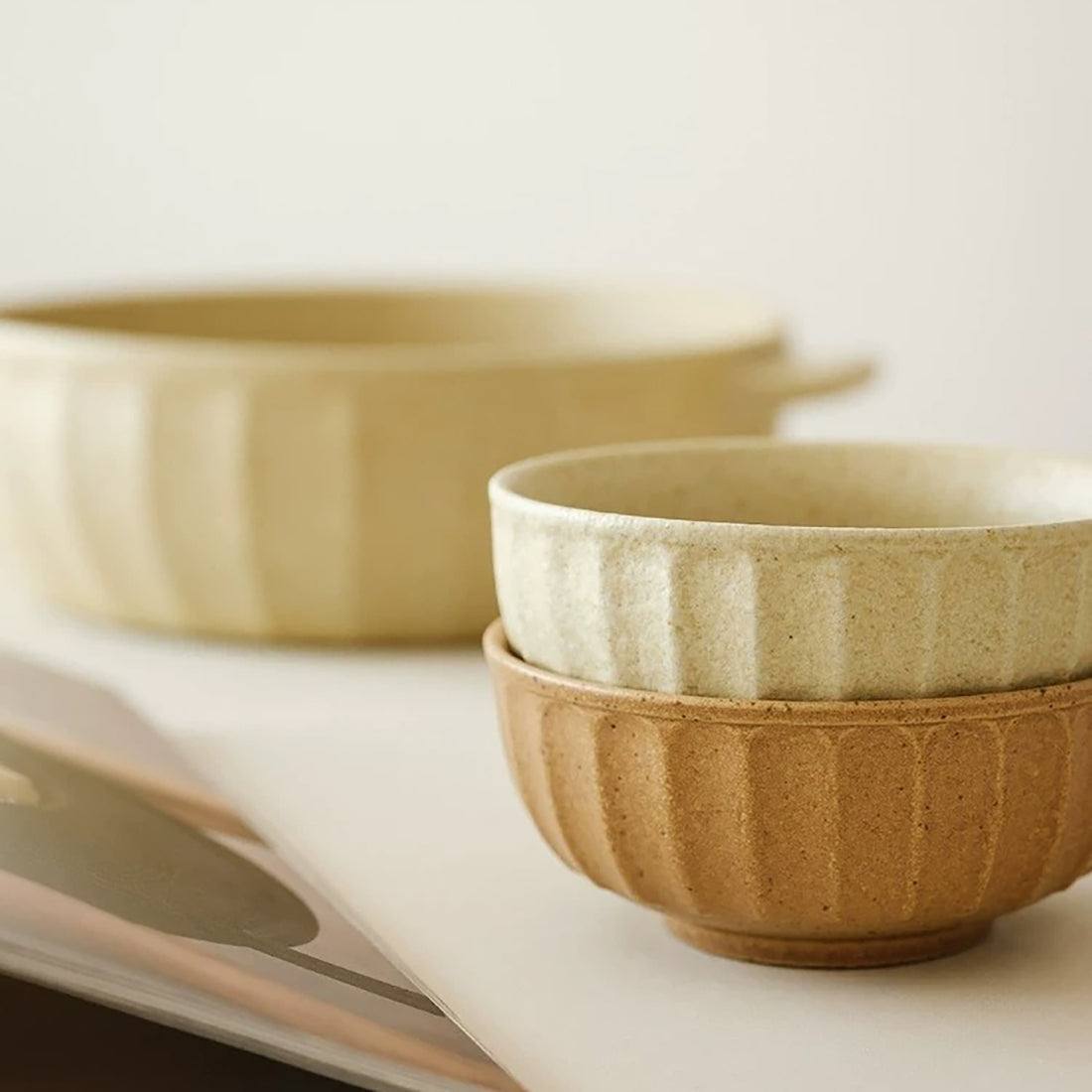 Bol en grès à glaçure flammée en forme citrouille 
