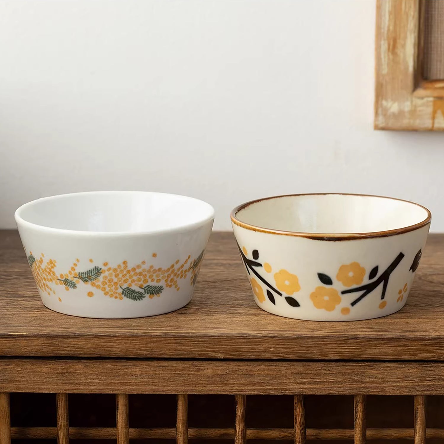 Bol Minoyaki en céramique motif fleurs et oiseaux