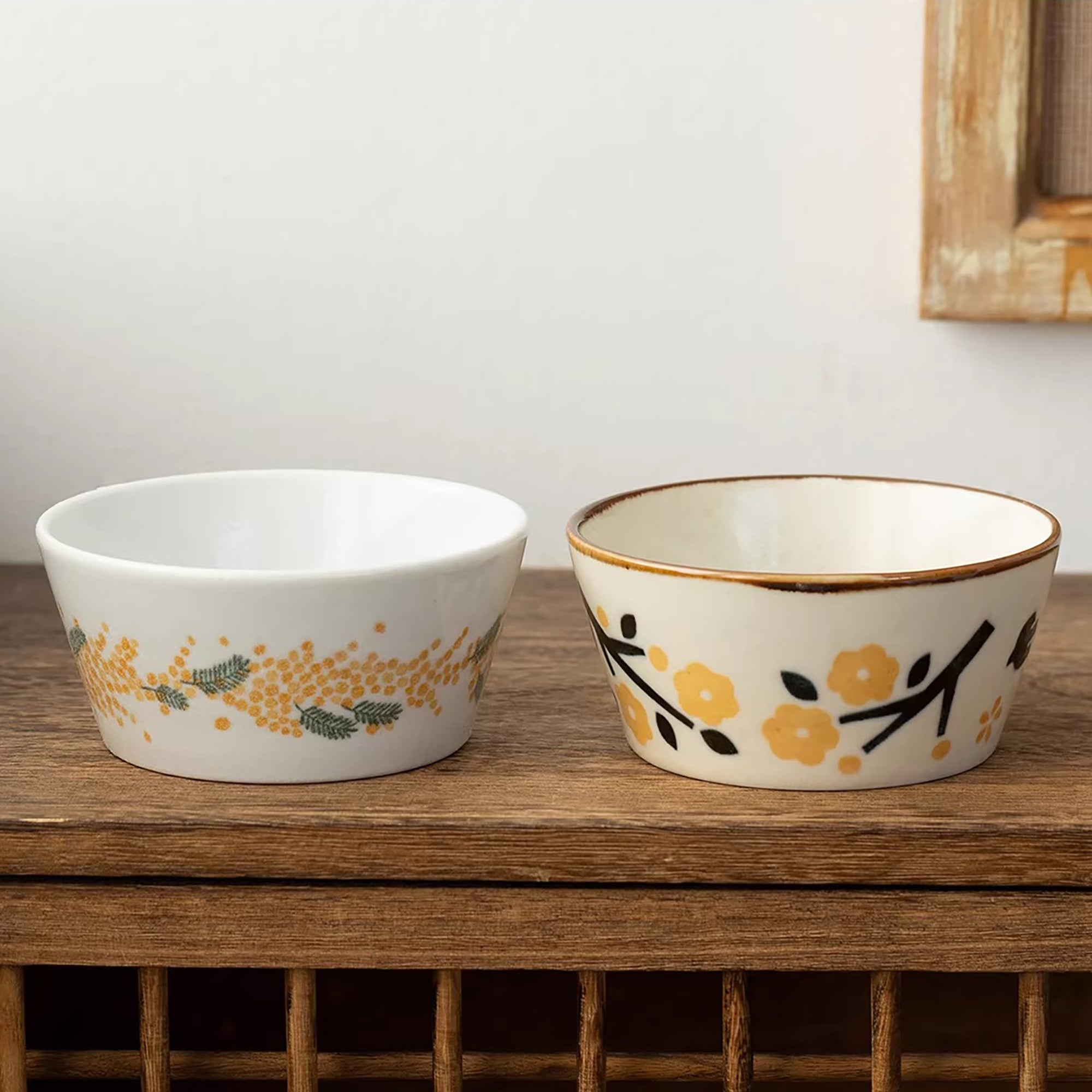 Bol Minoyaki en céramique motif fleurs et oiseaux
