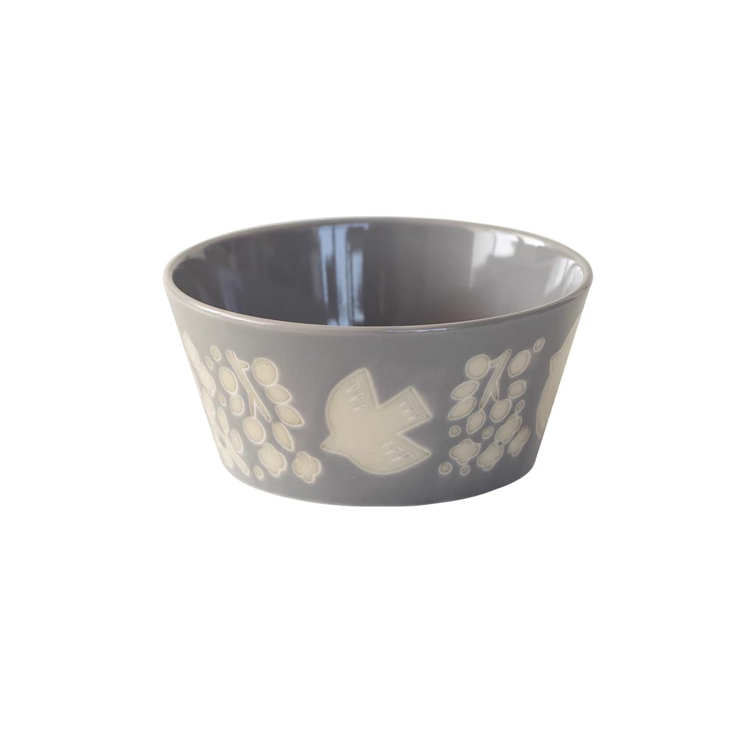 Bol Minoyaki en céramique motif fleurs et oiseaux