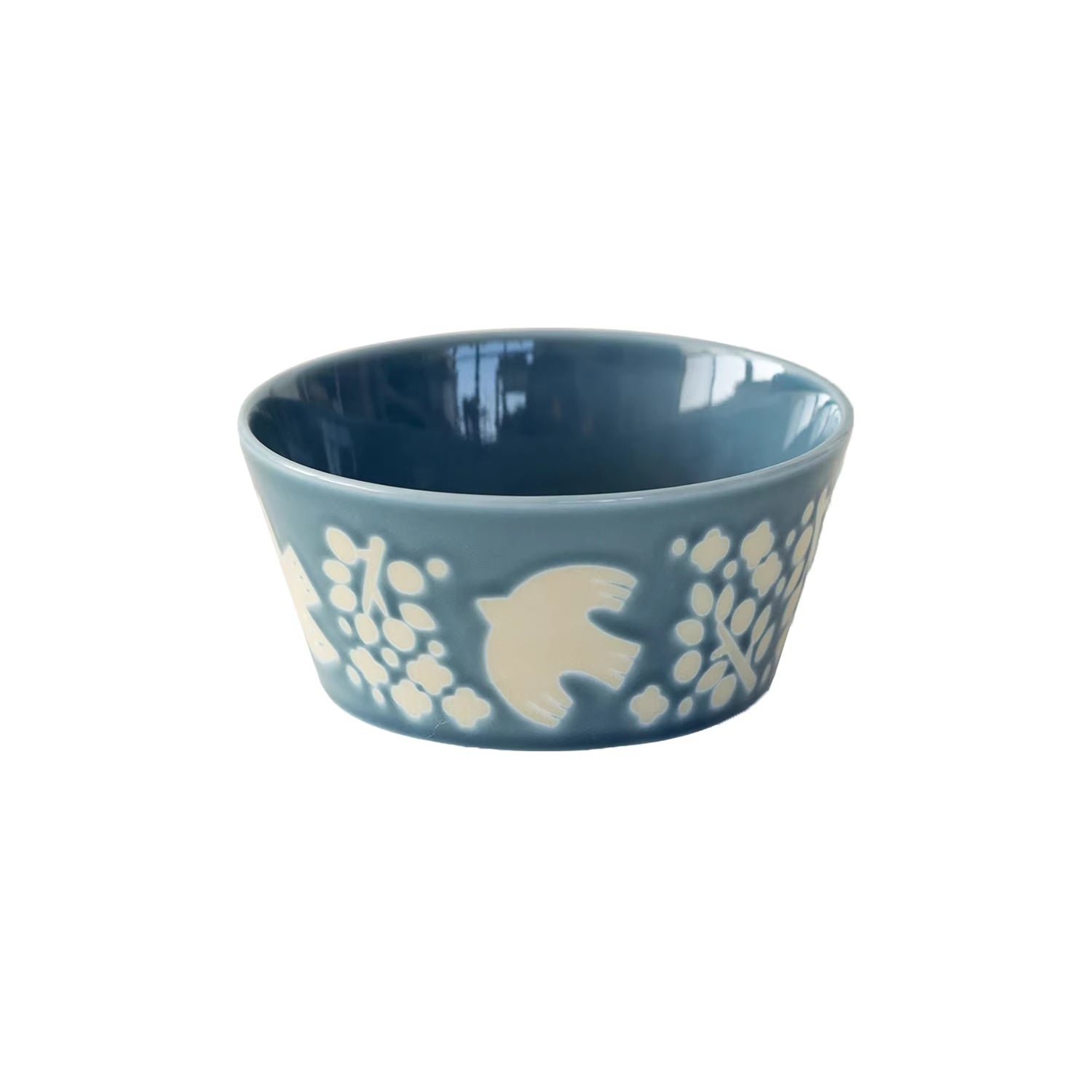 Bol Minoyaki en céramique motif fleurs et oiseaux
