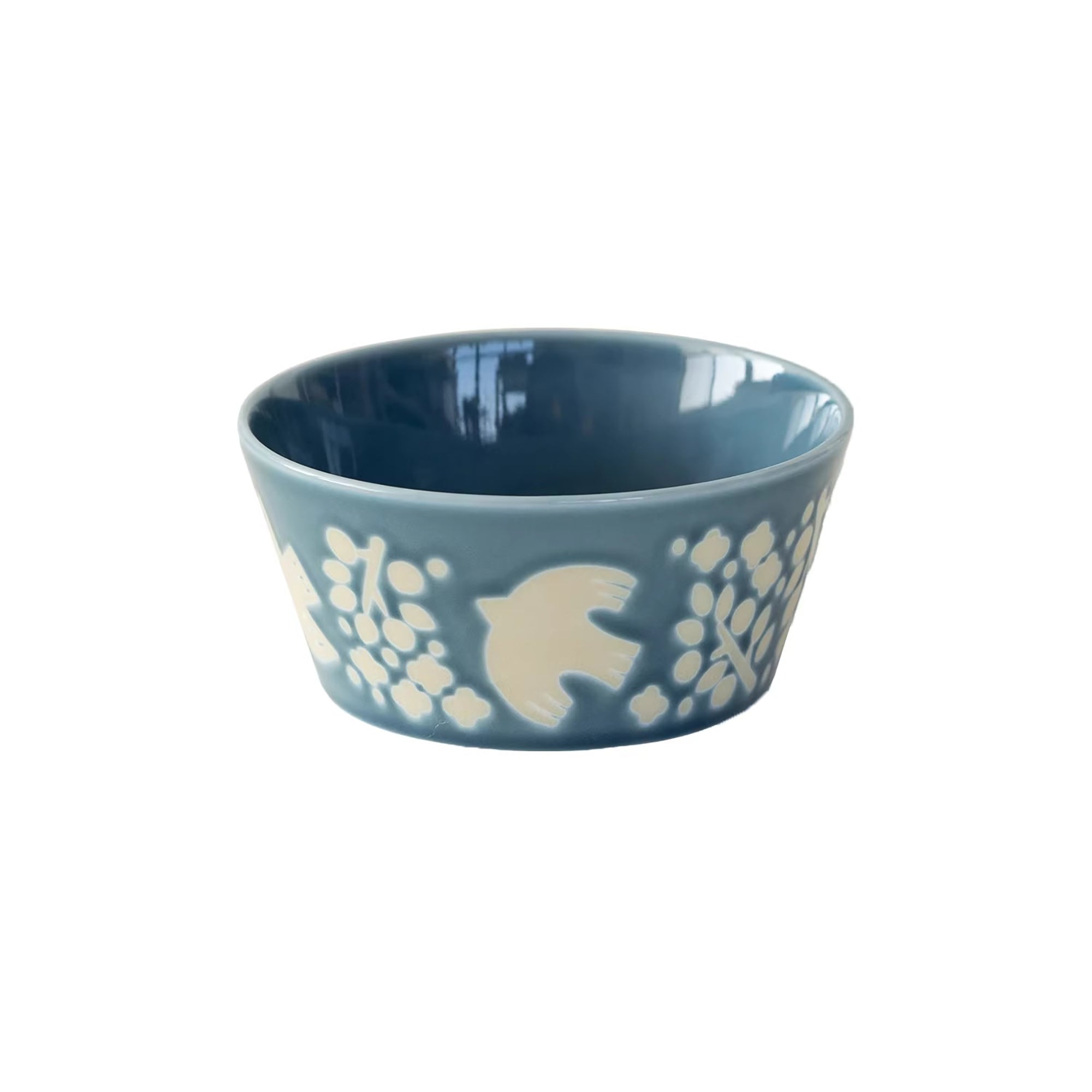 Bol Minoyaki en céramique motif fleurs et oiseaux