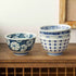 Bol Minoyaki bleu et blanc motif quadrillage