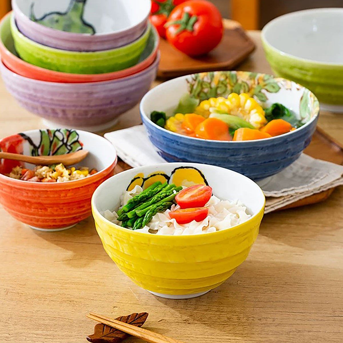 Bol en céramique Minoyaki à motifs de légumes