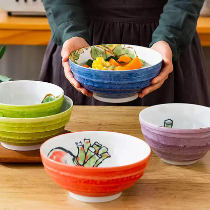 Bol en céramique Minoyaki à motifs de légumes