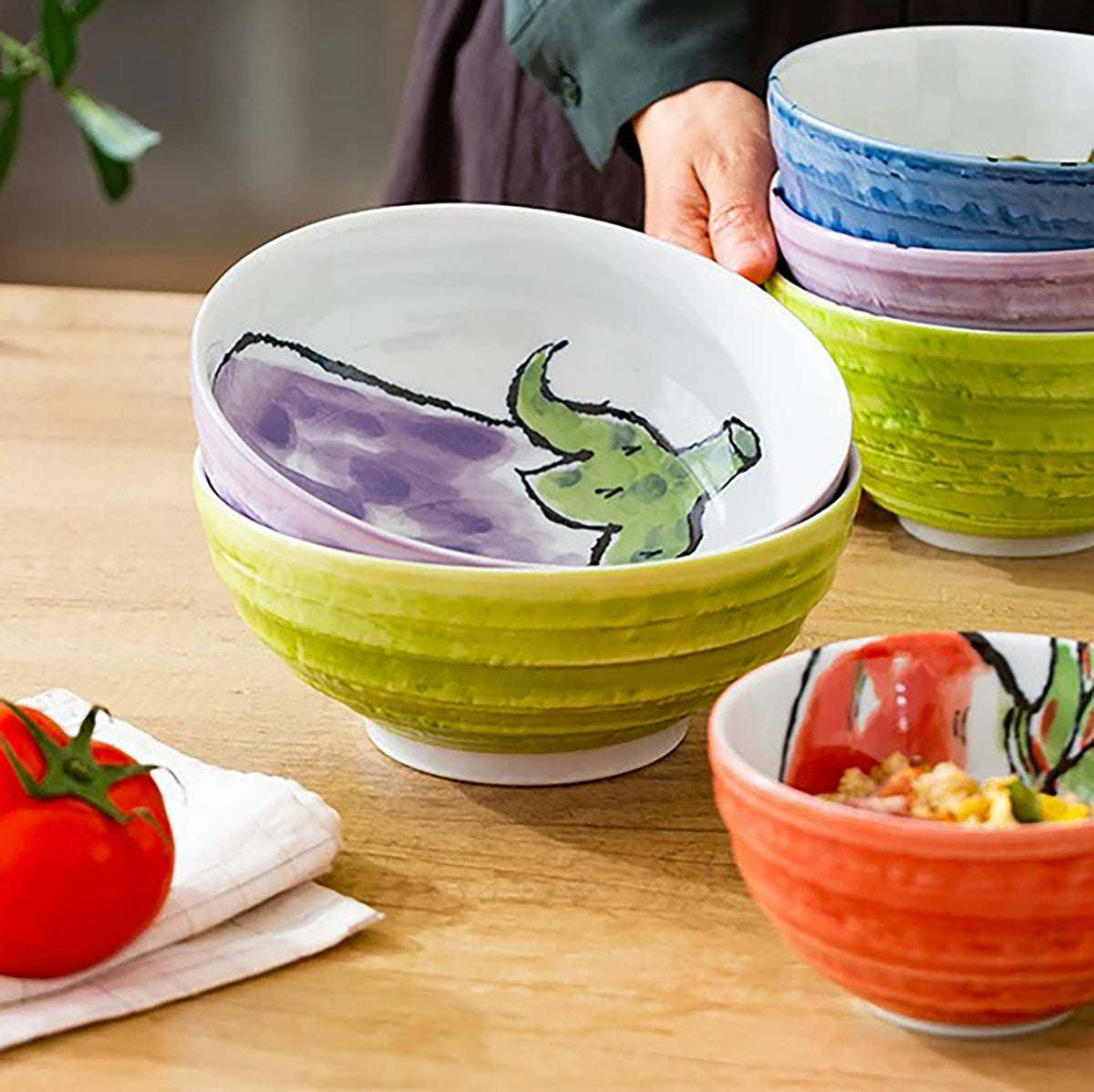 Bol en céramique Minoyaki à motifs de légumes