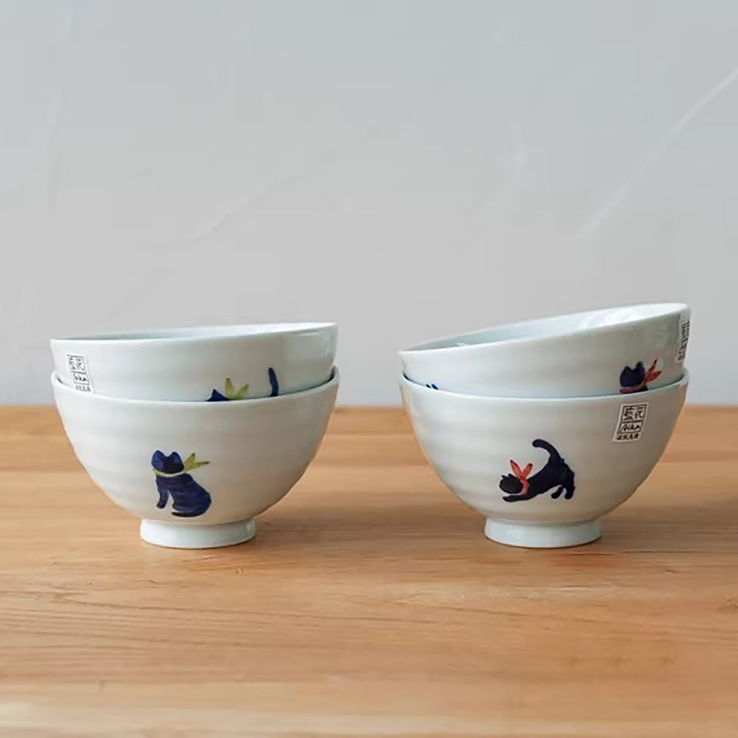 Bol  Mino-yaki motif chat silhouette