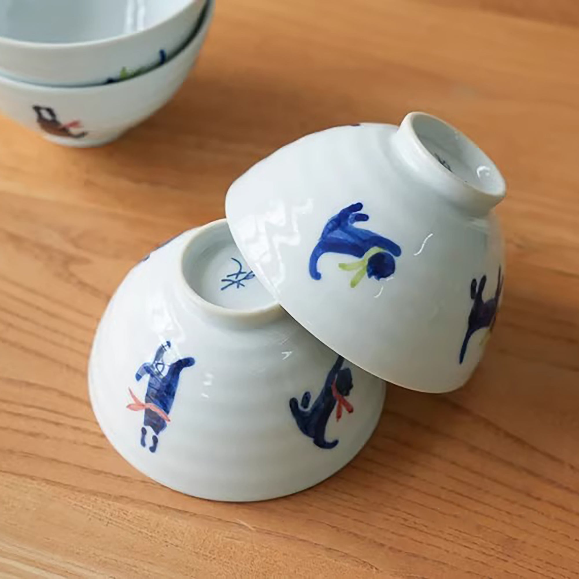 Bol  Mino-yaki motif chat silhouette