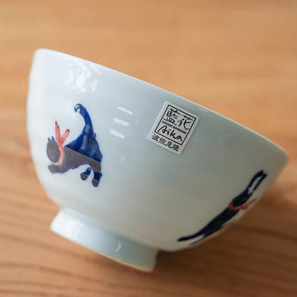 Bol  Mino-yaki motif chat silhouette