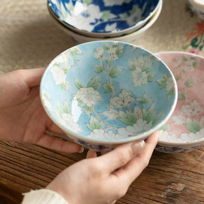 Bol Mino-yaki à motifs de fleurs d&