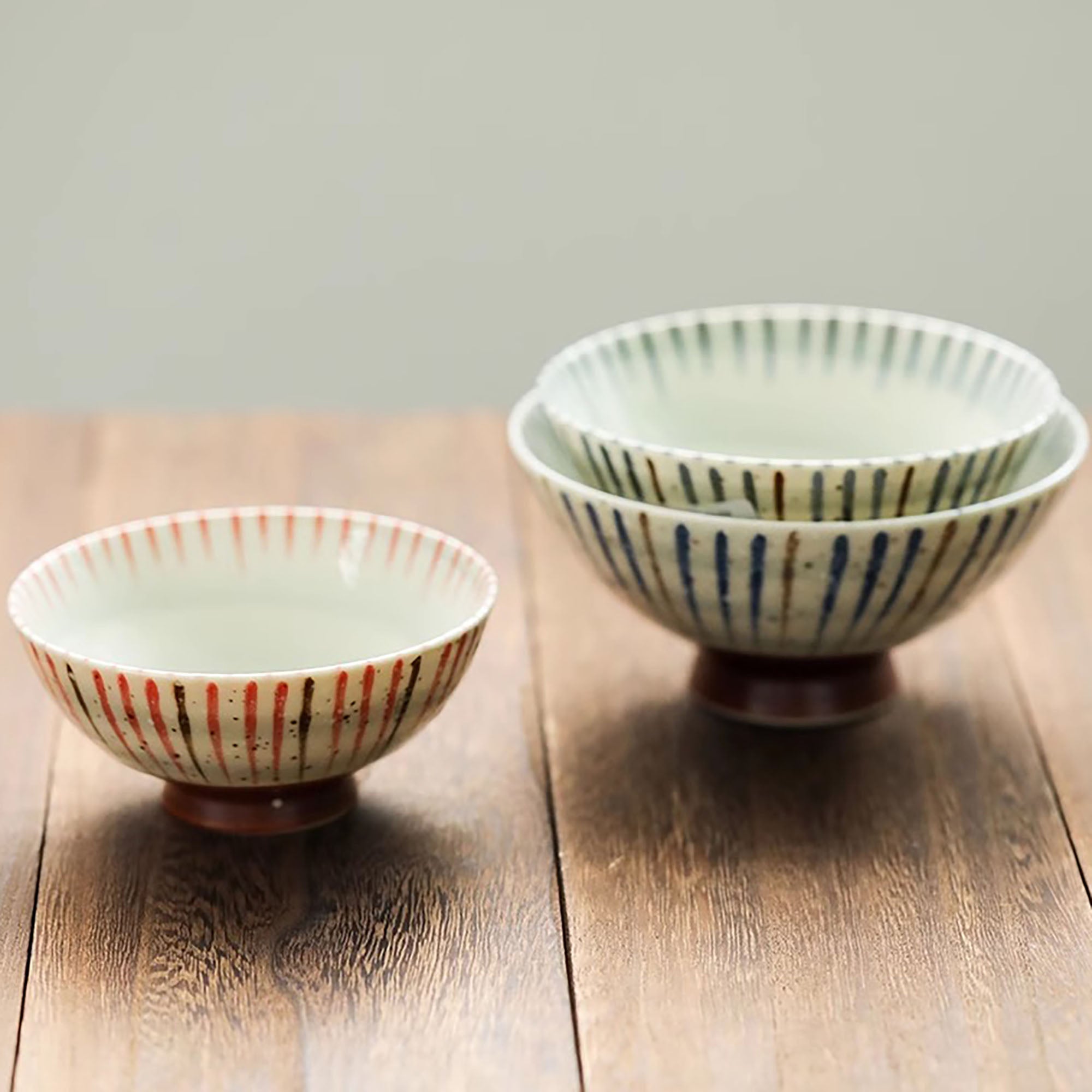 Bol en céramique Minoyaki avec Motif Suji-Tokusa