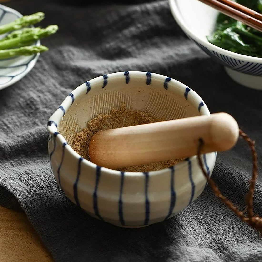 Bol à moudre japonais en céramique Seto-yaki