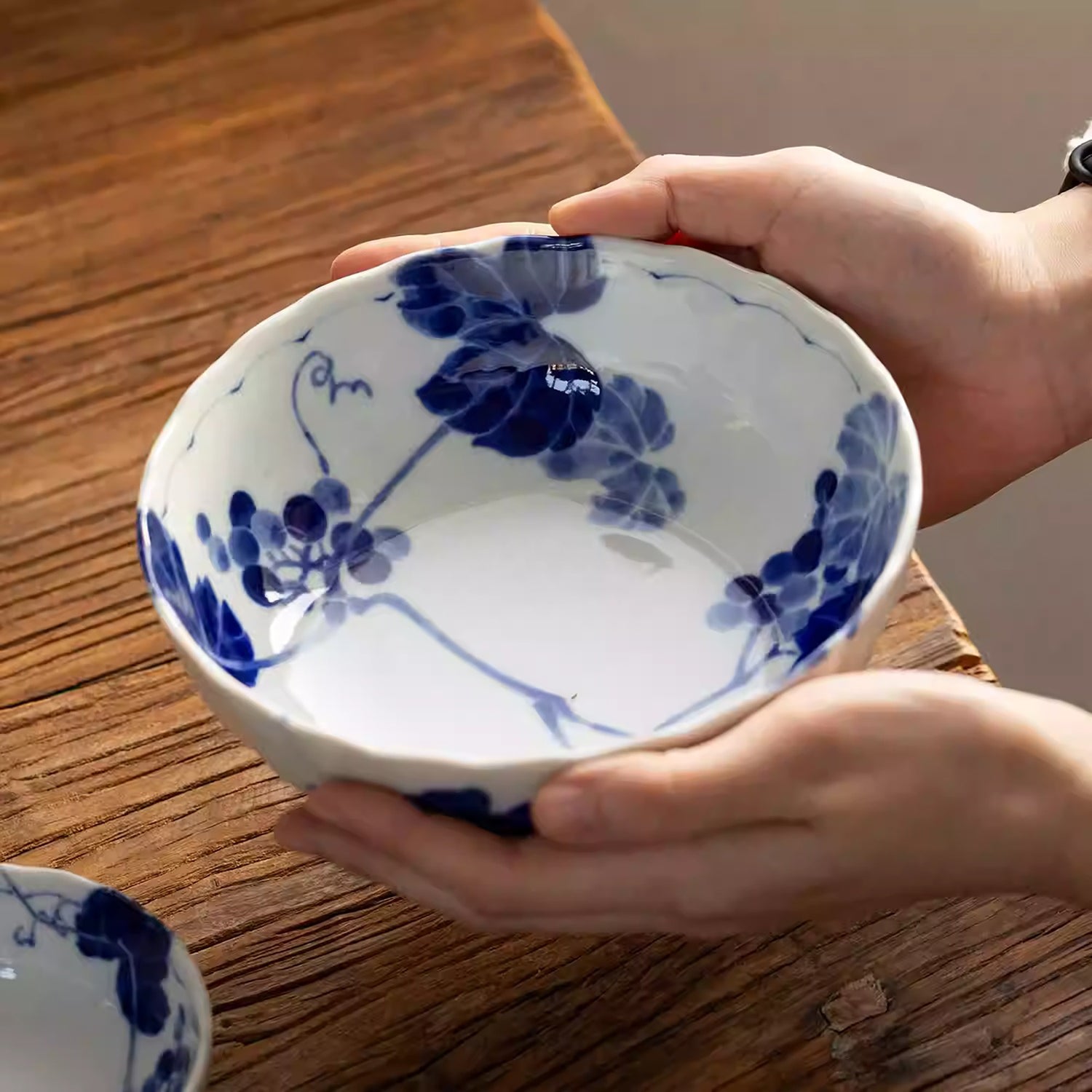 Bol Minoyaki motif raisin peint à la main