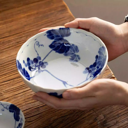 Bol Minoyaki motif raisin peint à la main