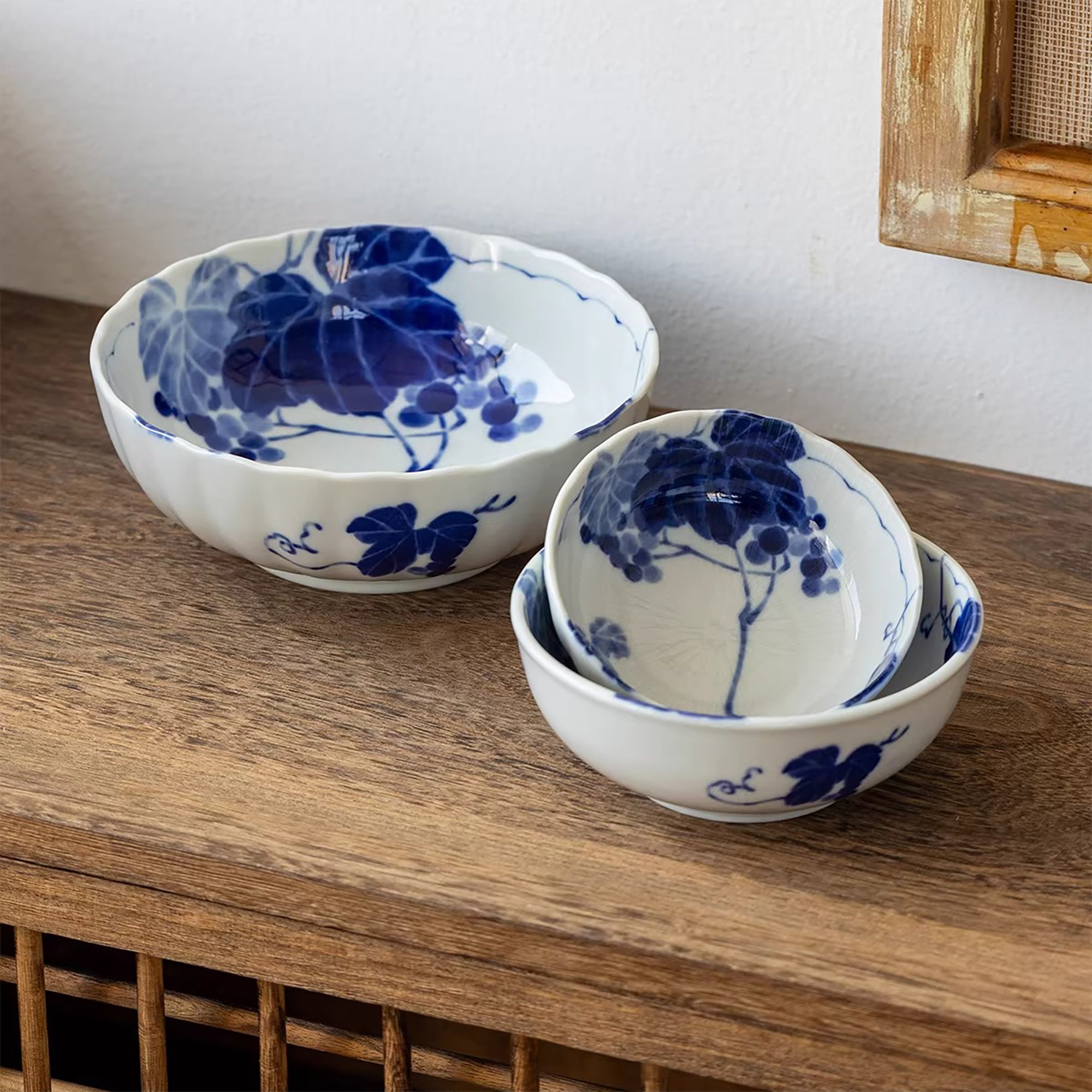 Bol Minoyaki motif raisin peint à la main