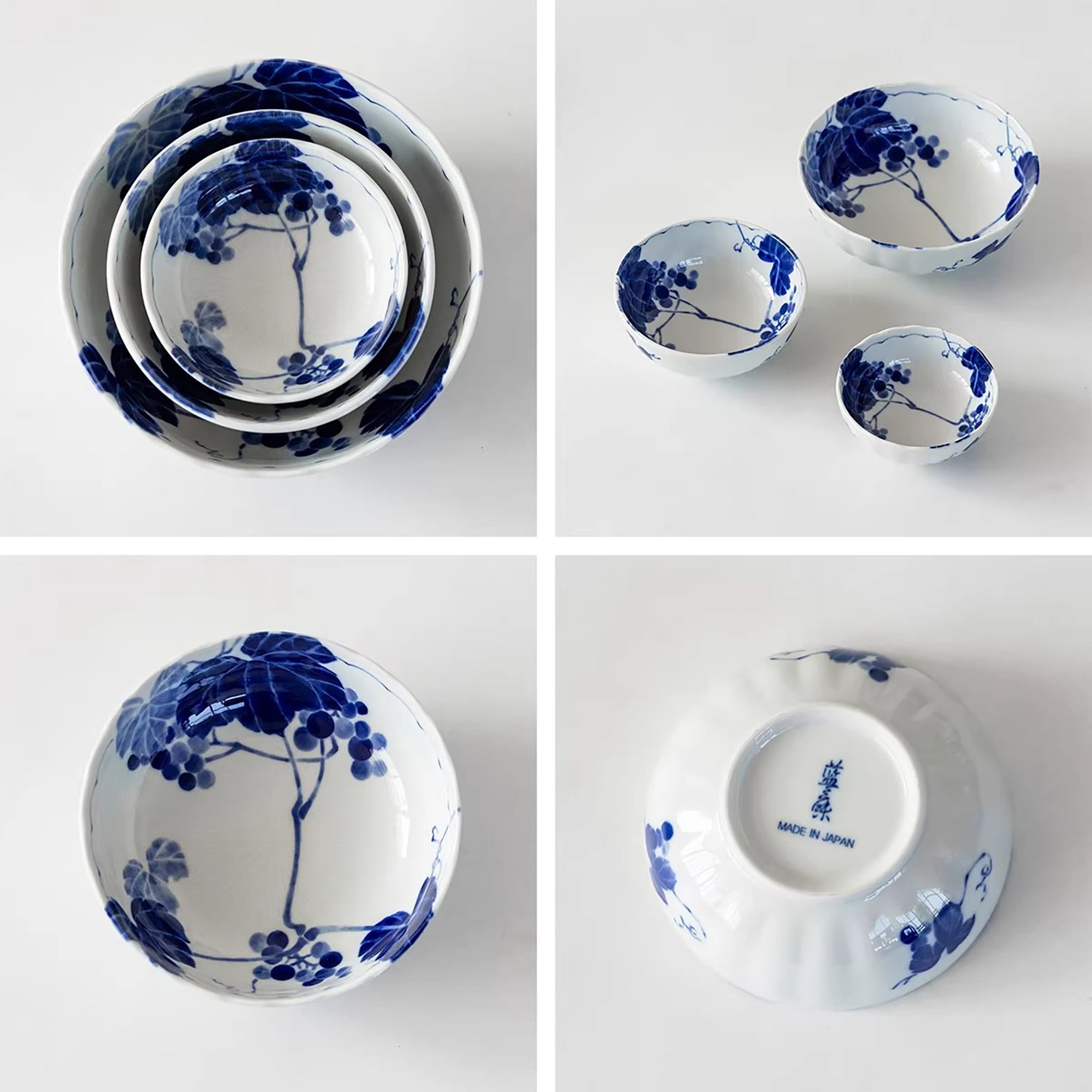 Bol Minoyaki motif raisin peint à la main