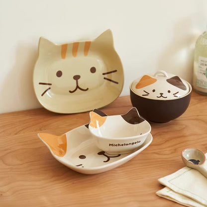 Bol en céramique avec couvercle chat mignon