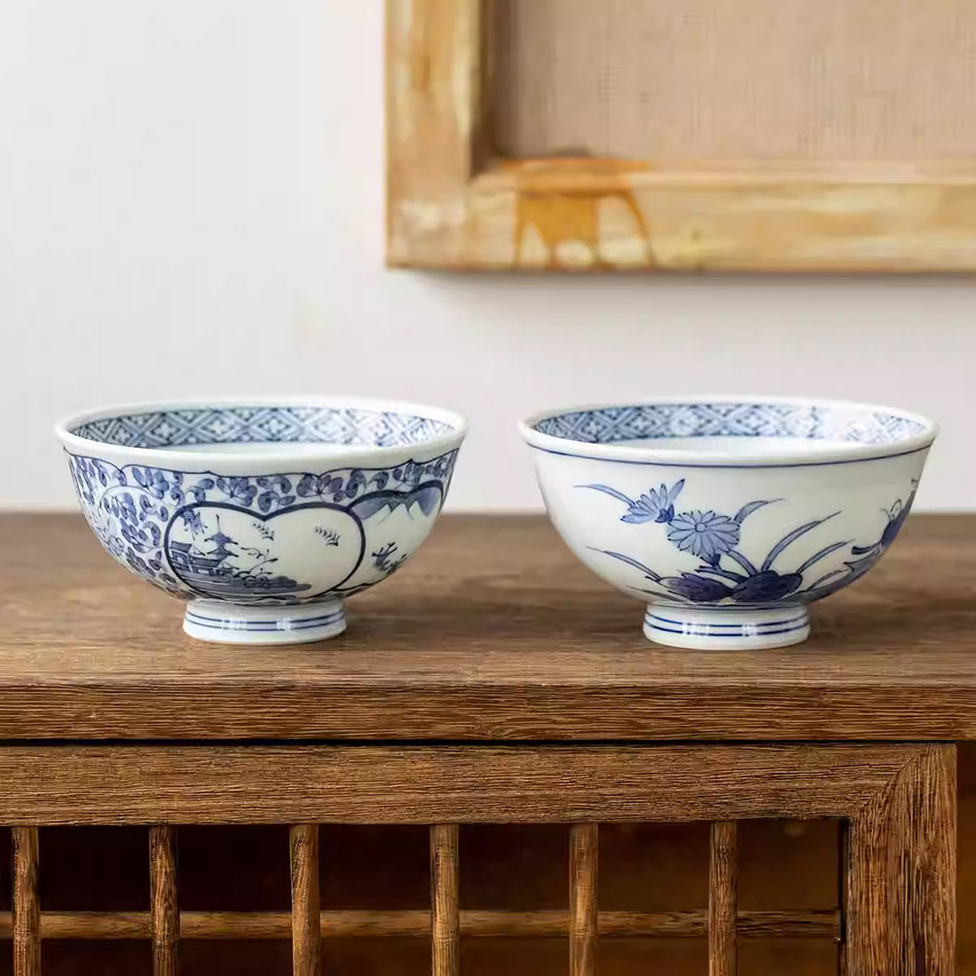 Bol  Arita yaki bleu et blanc peint à la main