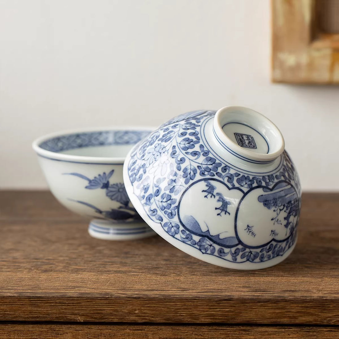 Bol  Arita yaki bleu et blanc peint à la main