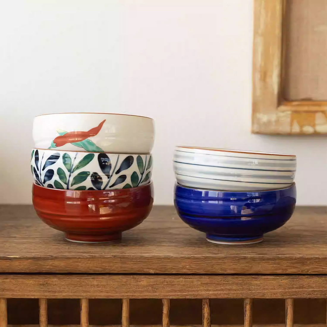 Set de bols ronds Aritayaki bleu et rouge