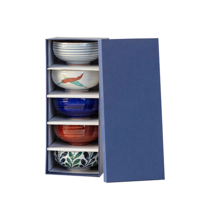 Set de bols ronds Aritayaki bleu et rouge