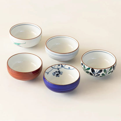 Set de bols ronds Aritayaki bleu et rouge