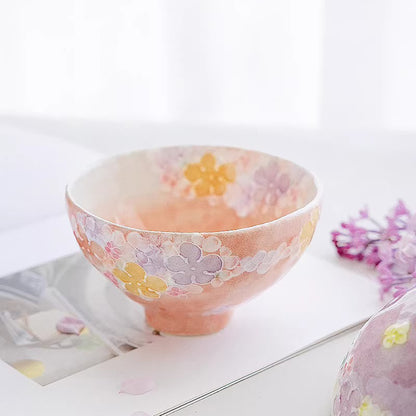 Bol à riz Seto-yaki dégradé floral
