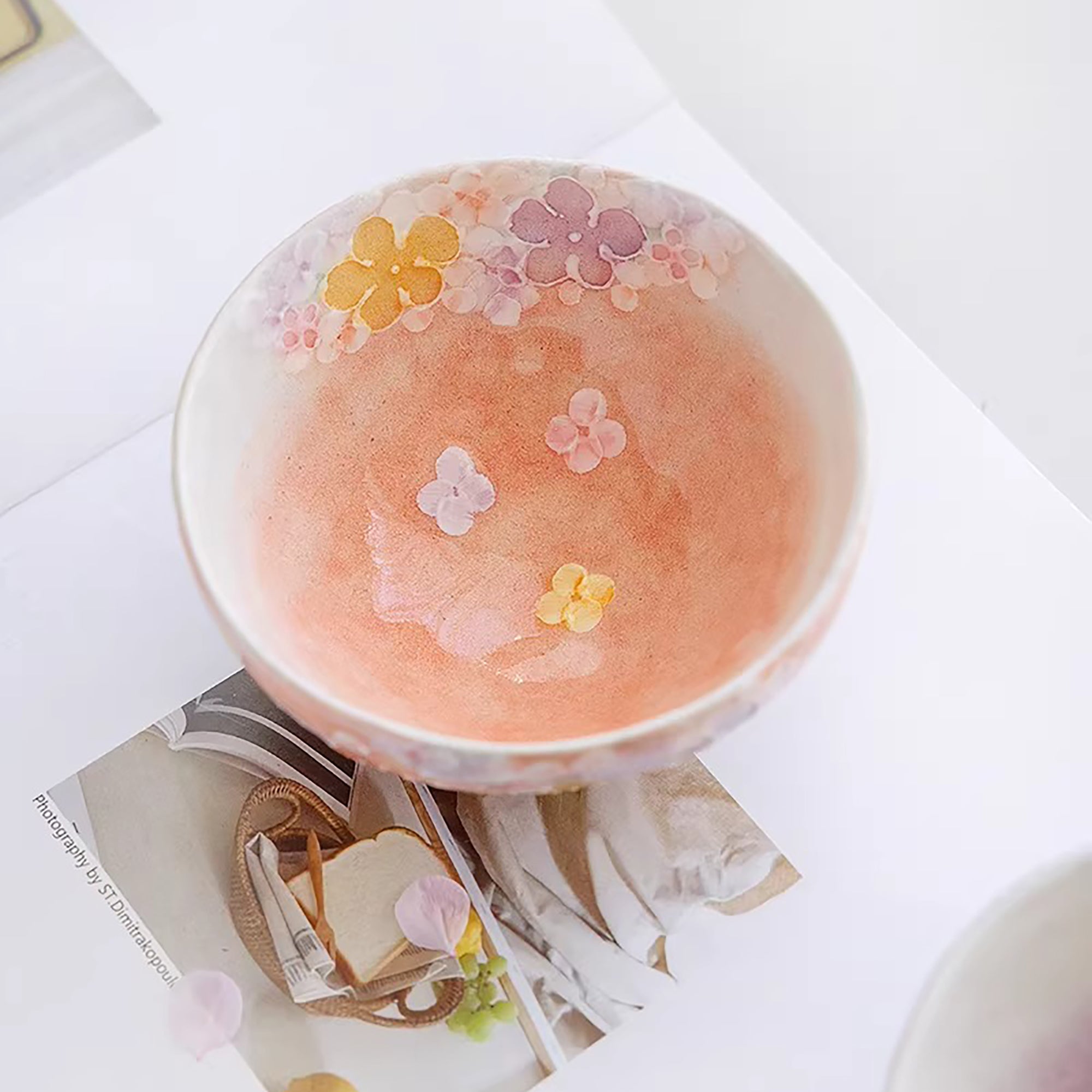 Bol à riz Seto-yaki dégradé floral