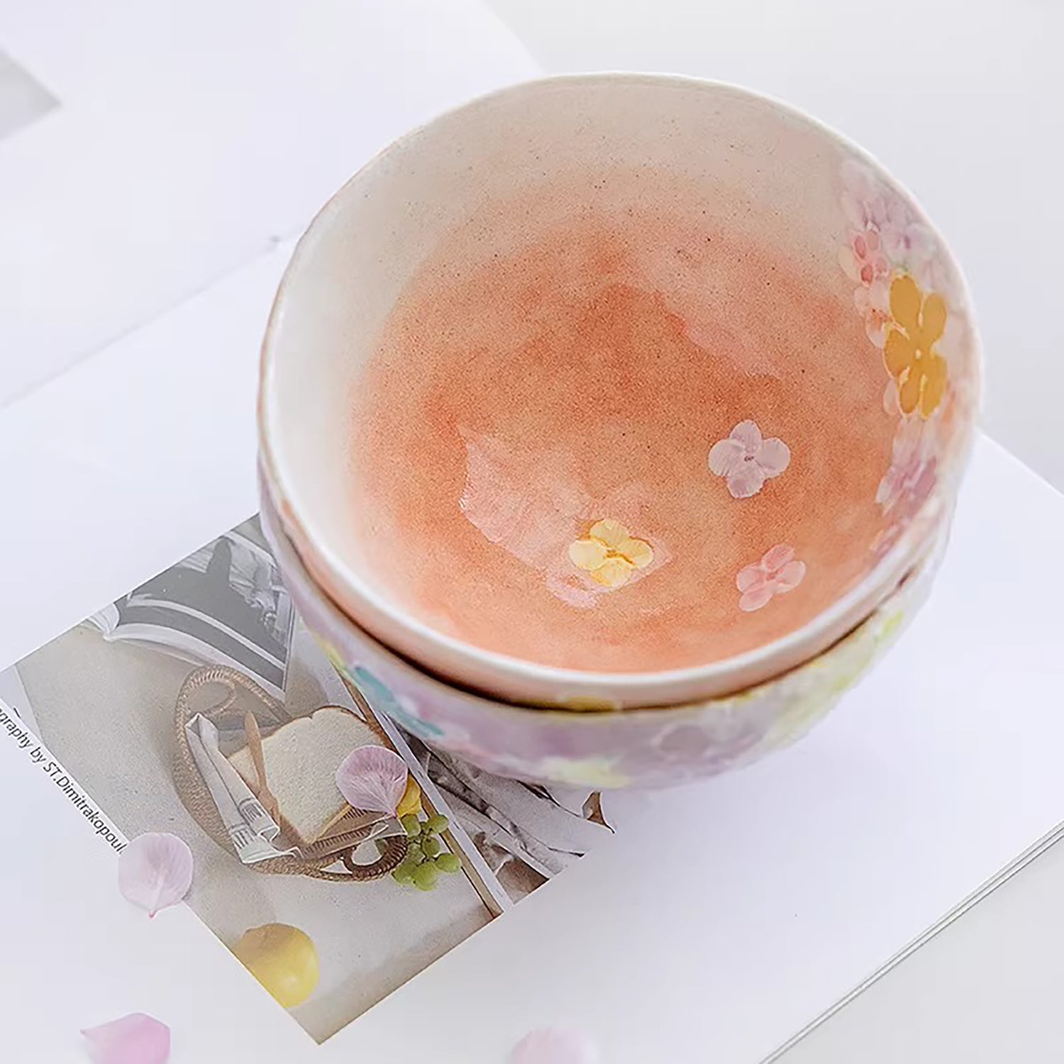 Bol à riz Seto-yaki dégradé floral