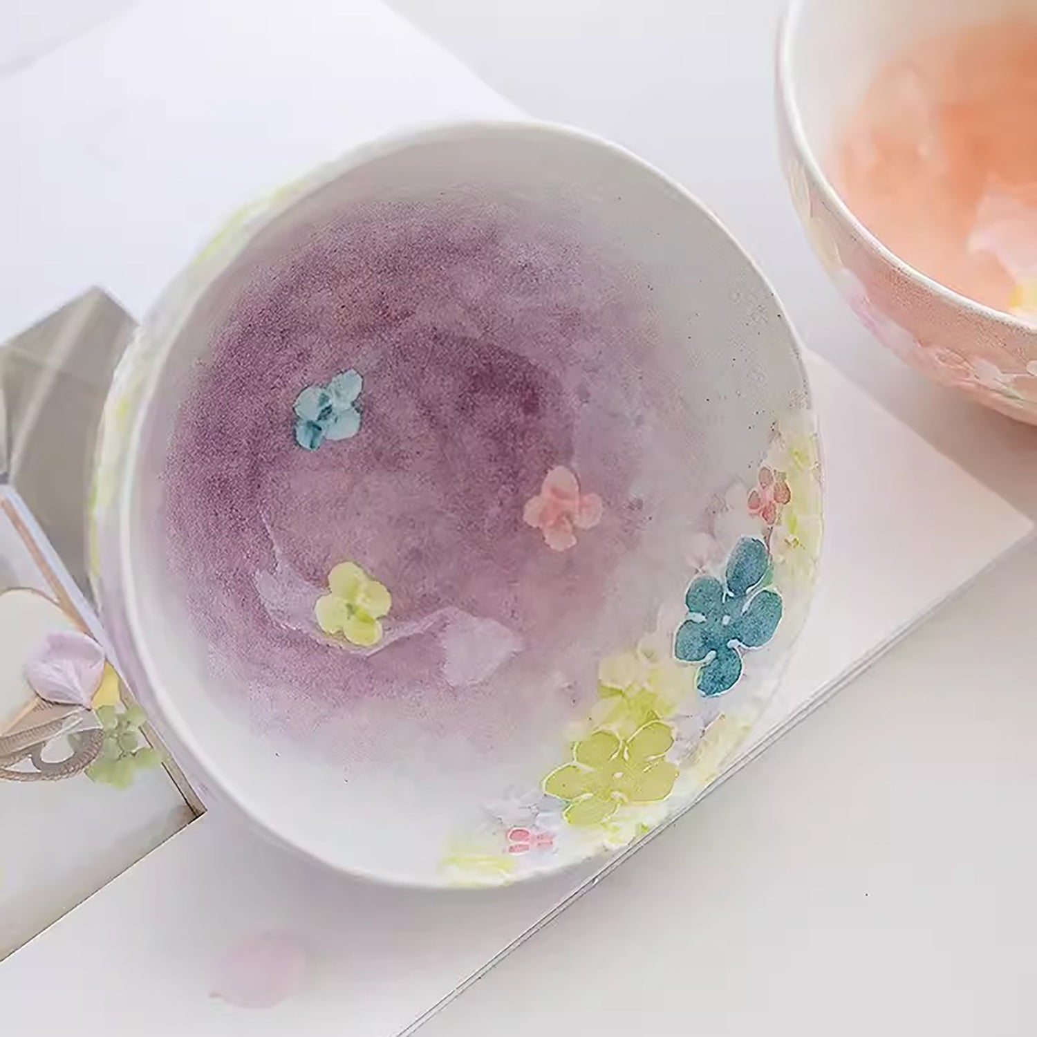 Bol à riz Seto-yaki dégradé floral