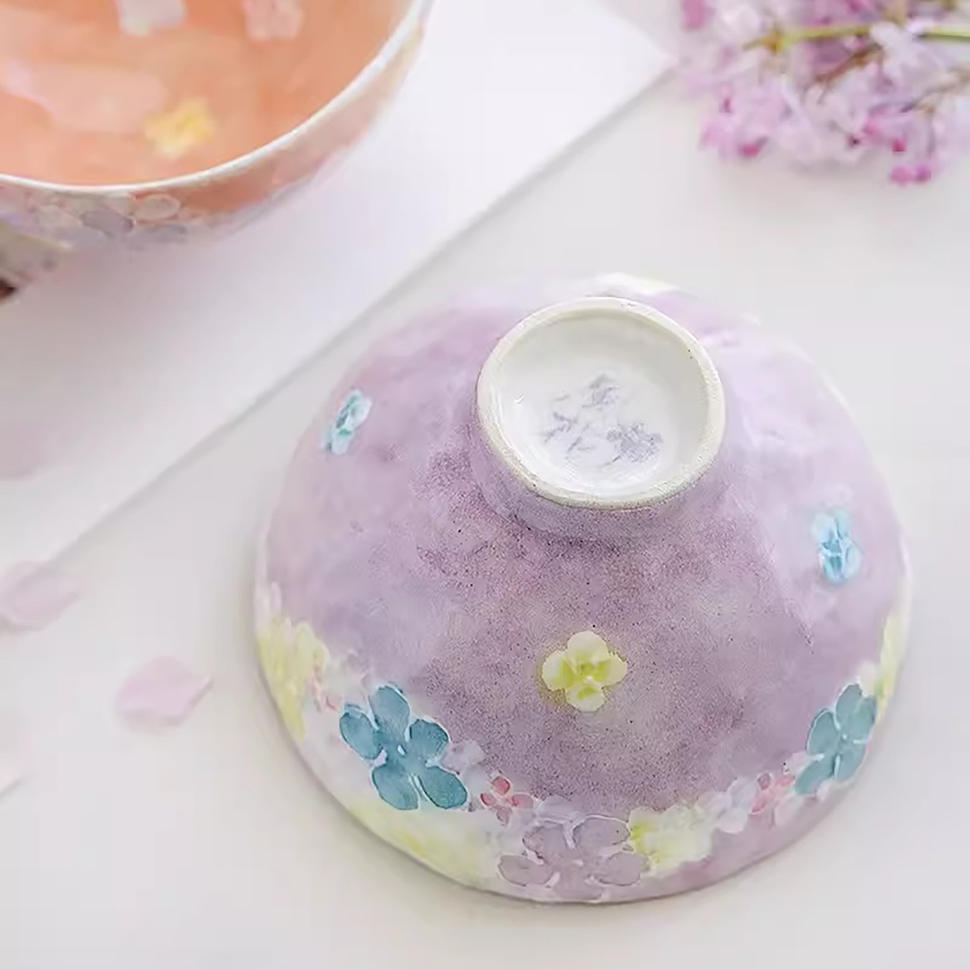 Bol à riz Seto-yaki dégradé floral