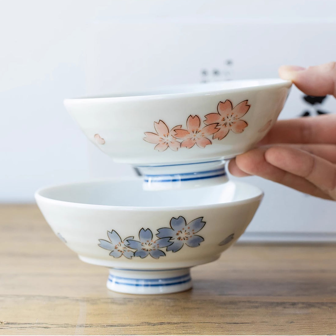 Bols à chazuke en céramique Mino-yaki avec Motif cerisier Yoshin