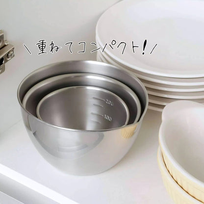 Set de bols de cuisine inoxydable Shimomura avec bec verseur et graduations