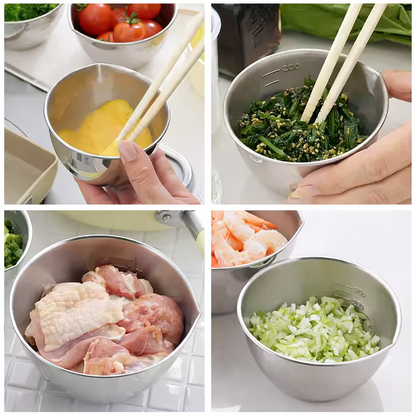 Set de bols de cuisine inoxydable Shimomura avec bec verseur et graduations