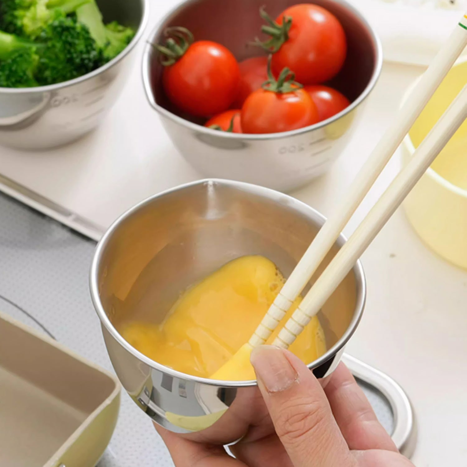 Set de bols de cuisine inoxydable Shimomura avec bec verseur et graduations