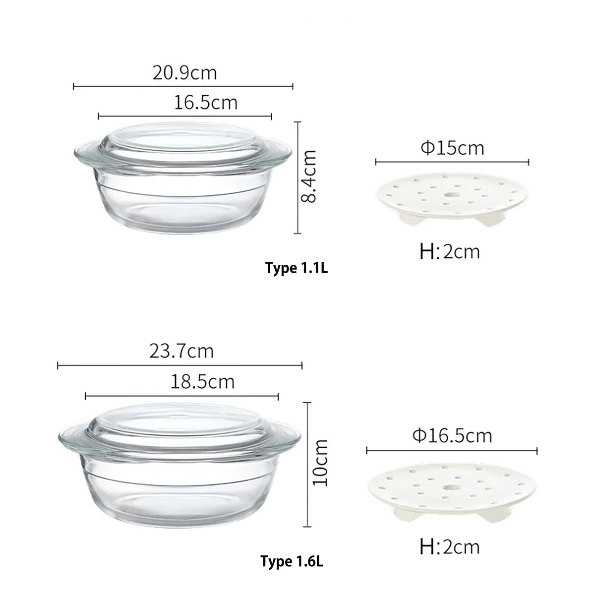 Bol vapeur en verre pour micro-ondes Shimoyama