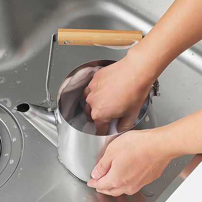 Bouilloire en acier inoxydable Yoshikawa avec poignée pliante en bois