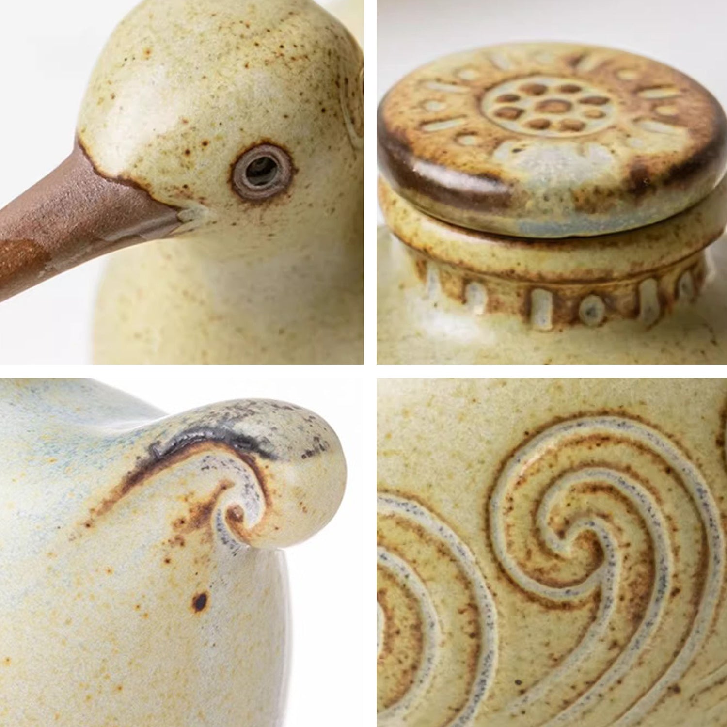 Saucière en céramique Yakimono avec mignon design oiseau