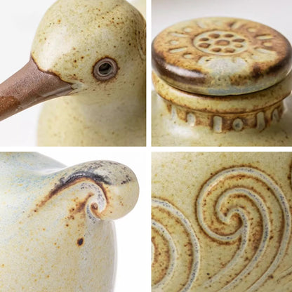 Saucière en céramique Yakimono avec mignon design oiseau