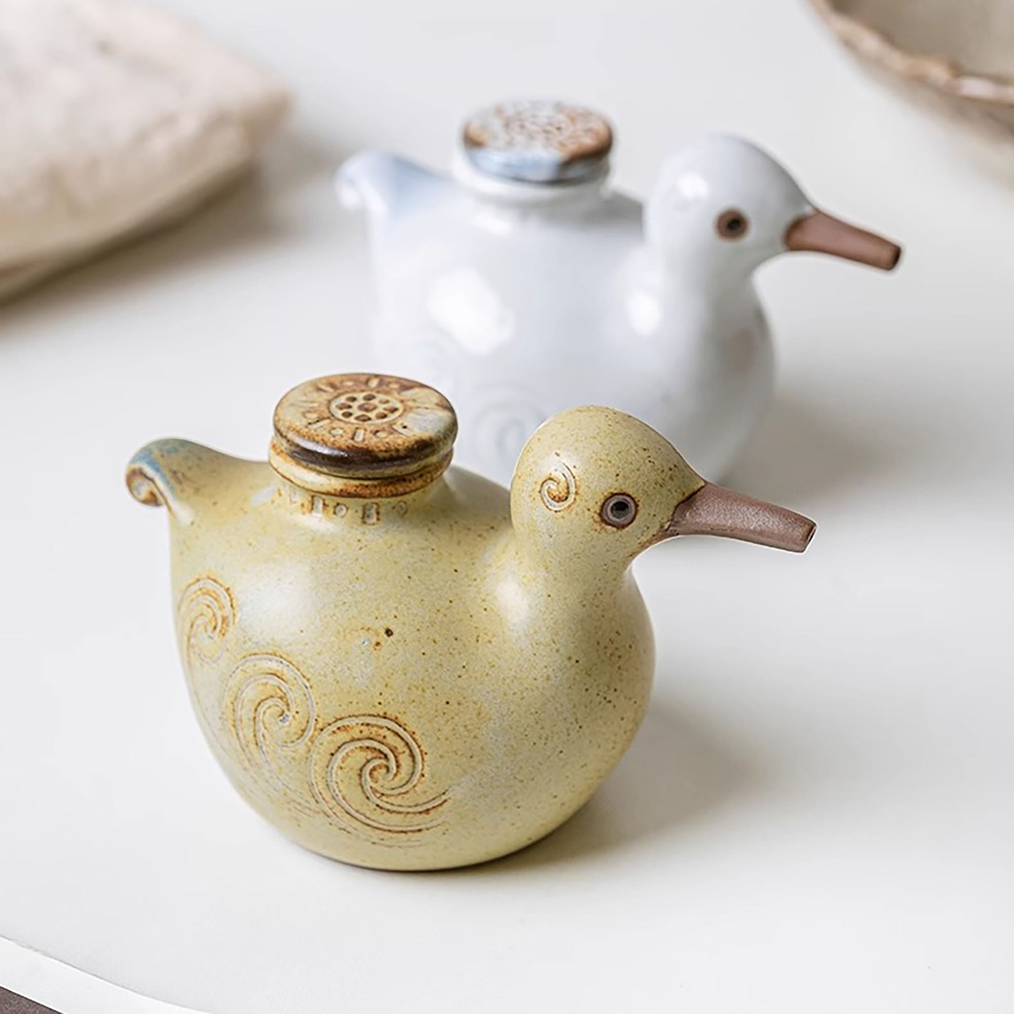 Saucière en céramique Yakimono avec mignon design oiseau