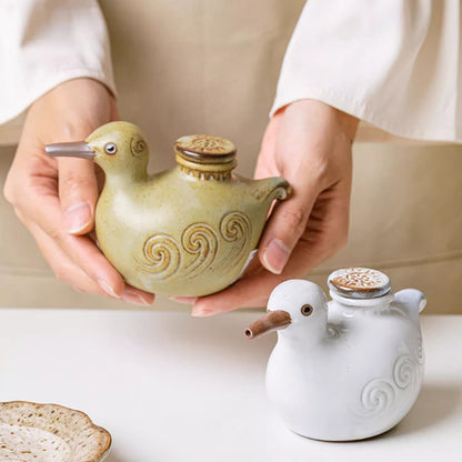 Saucière en céramique Yakimono avec mignon design oiseau