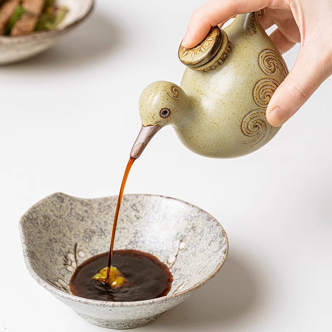 Saucière en céramique Yakimono avec mignon design oiseau