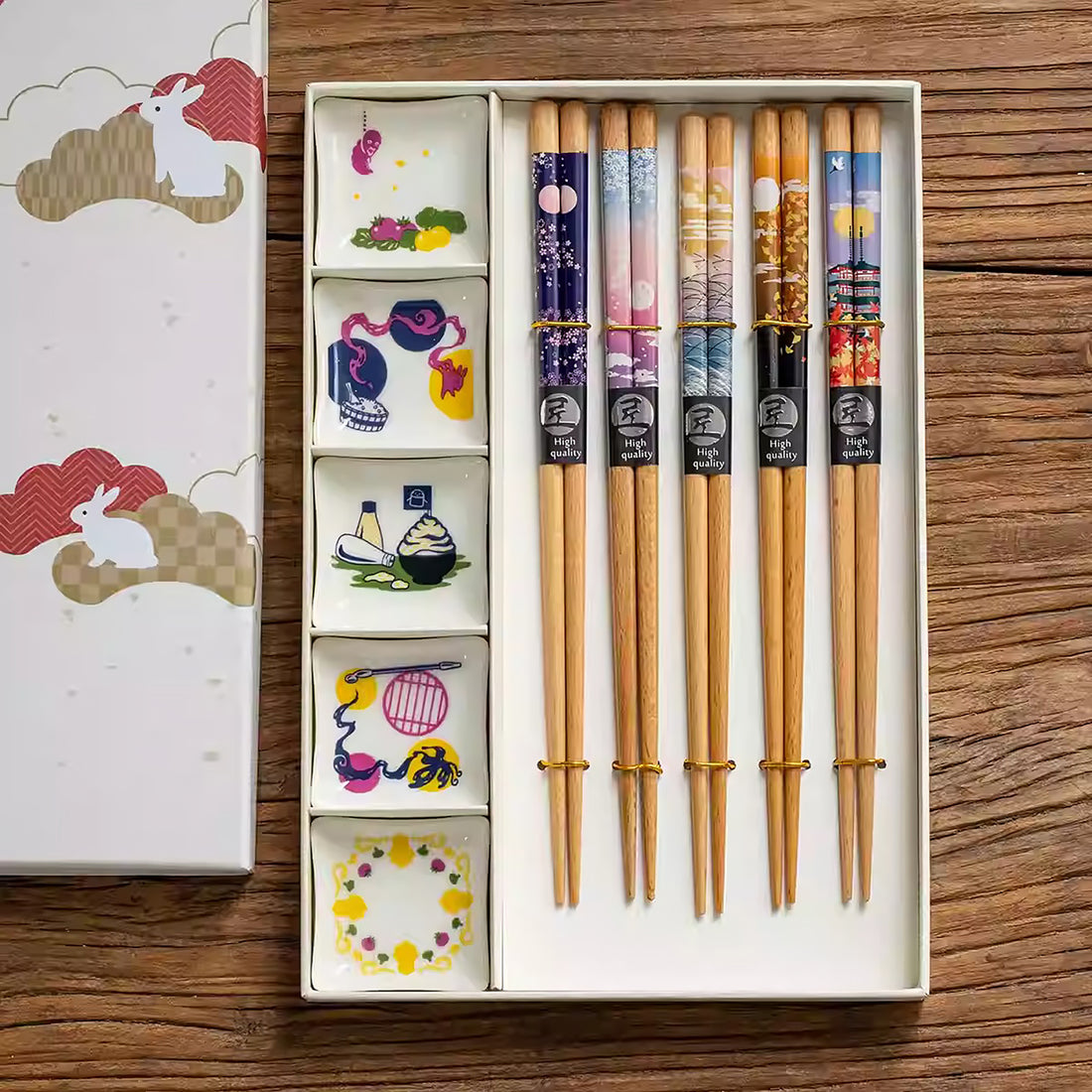 Ensemble de baguettes Tanaka en bois naturel