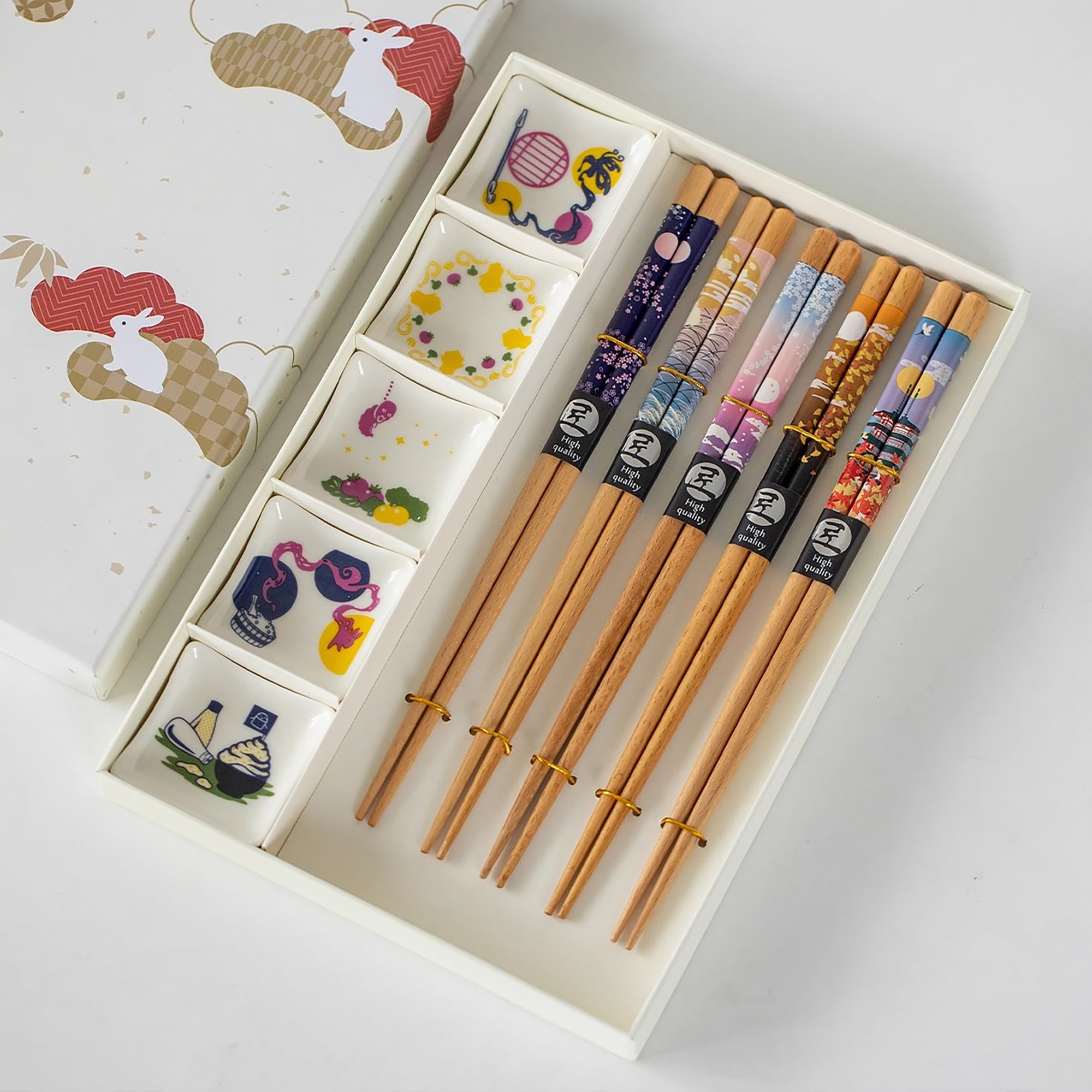 Ensemble de baguettes Tanaka en bois naturel