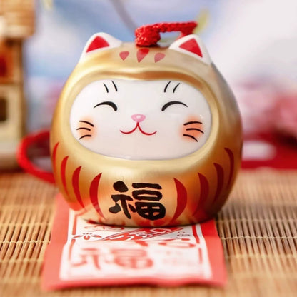 Carillon Maneki Neko Daruma en céramique Yakushigama
