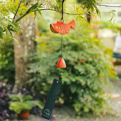 Carillon japonais IWACHU en fonte Nambu forme Carpe Koï Rouge