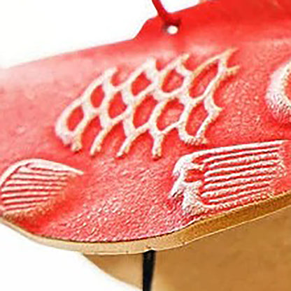 Carillon japonais IWACHU en fonte Nambu forme Carpe Koï Rouge