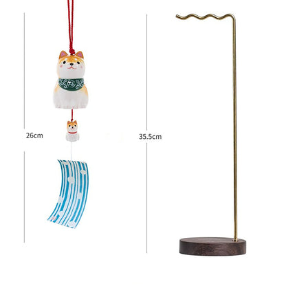 Carillon japonais en céramique Shiba Inu famille par Yakushigama