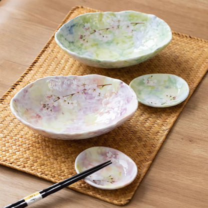 Assiette ovale en céramique avec motif Sakura