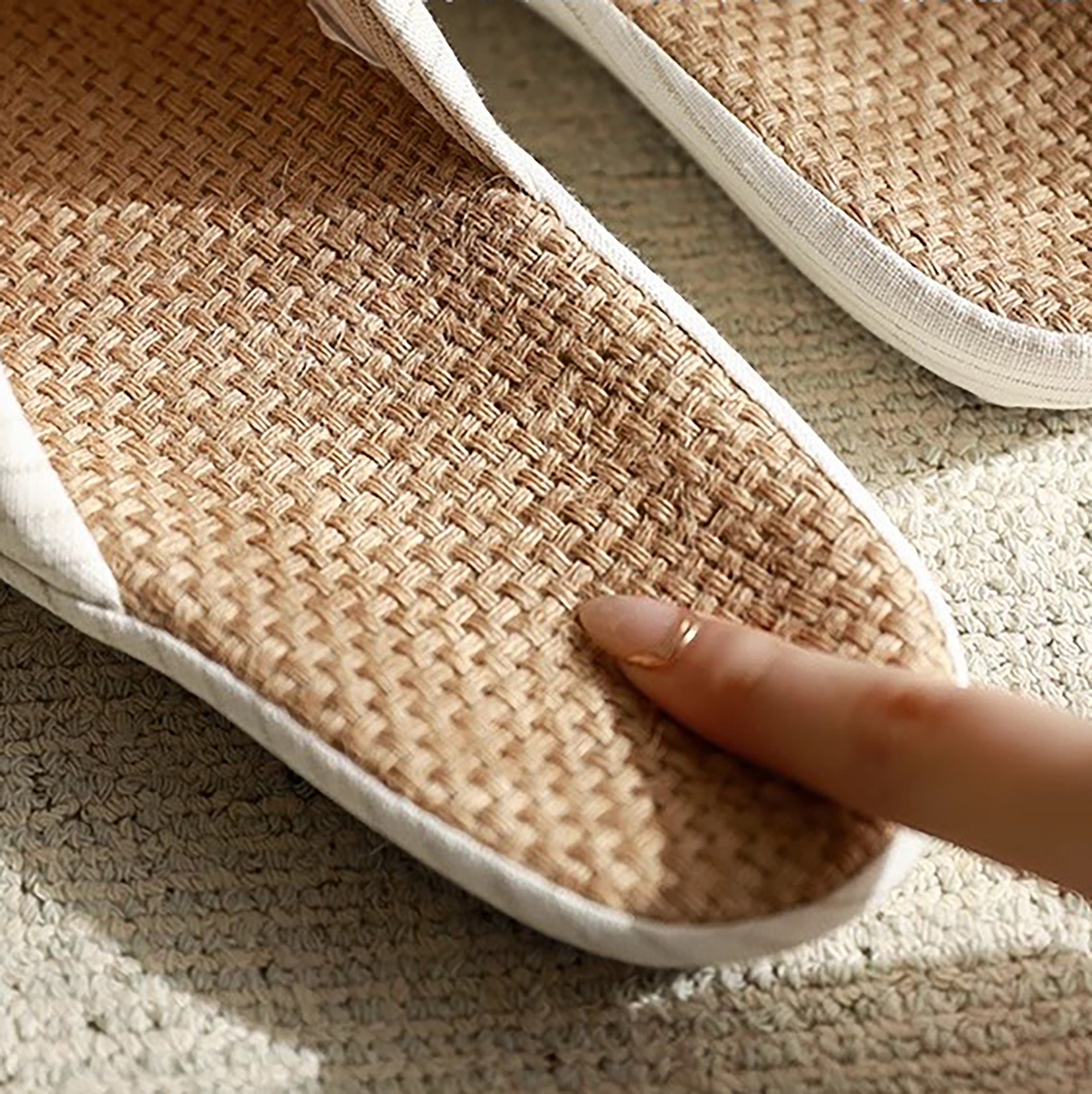 CHAUSSON en COTON et LIN avec semelle en jute
